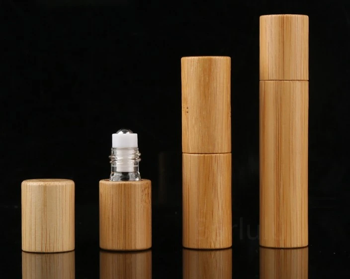 

10ml 5ml (each 12pcs) Simple Bamboo Perfume Roll on Bottle with Metal Ball Roller Refillable Essential Oil Vials Bottle