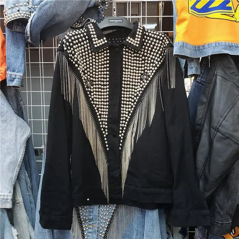 

Autumn Cowboy Short Tassels Heavy 2019 Early Coat Woman Rivet Loose Loose Circle Point