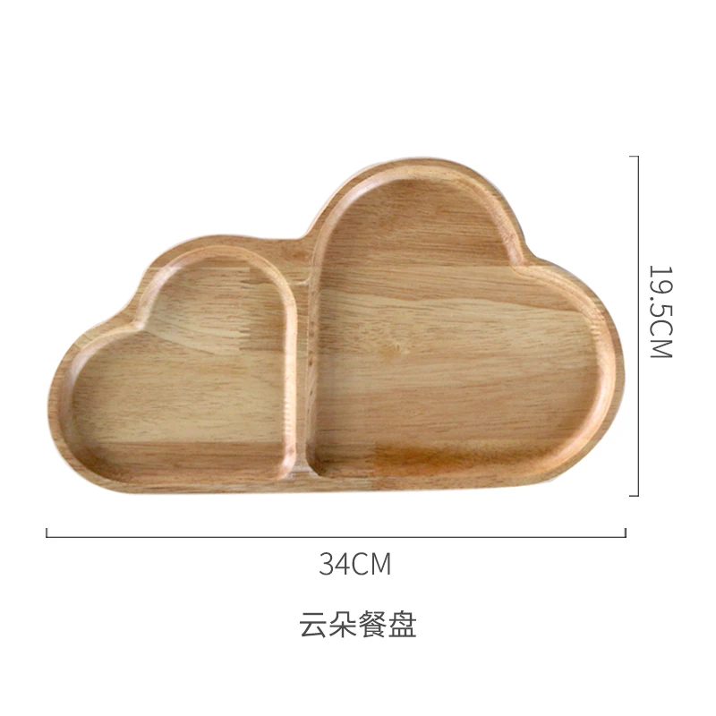 Japan Style Wooden plate love breakfast plate western bread plate star snack plate oak grid Tray