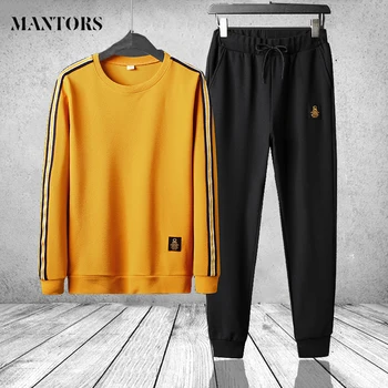 

Patchwork Men's Sportswear Sets 2020 Autumn Spring Two Pieces Hoodies Tops Sweatsuit Male Casual Tracksuit Casual Track Suit 4XL