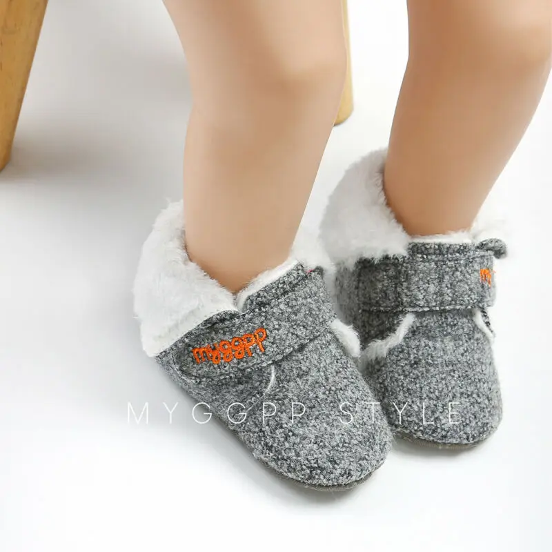 Brand New Baby Boots Winter Boy Girls Baby Soft Sole Snow Boots Warm Shoes Toddler Prewalk Patchwork Letter Print Fashion