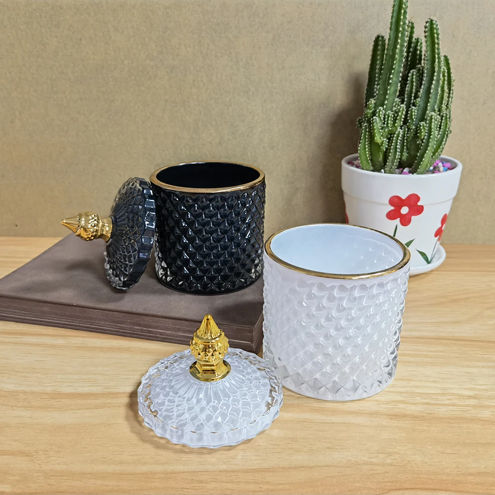 Art Luxury Glass Storage Jar Aromatherapy Bottle with Lid Minimalist Household Cotton Swab Jewelry Storage Box 5