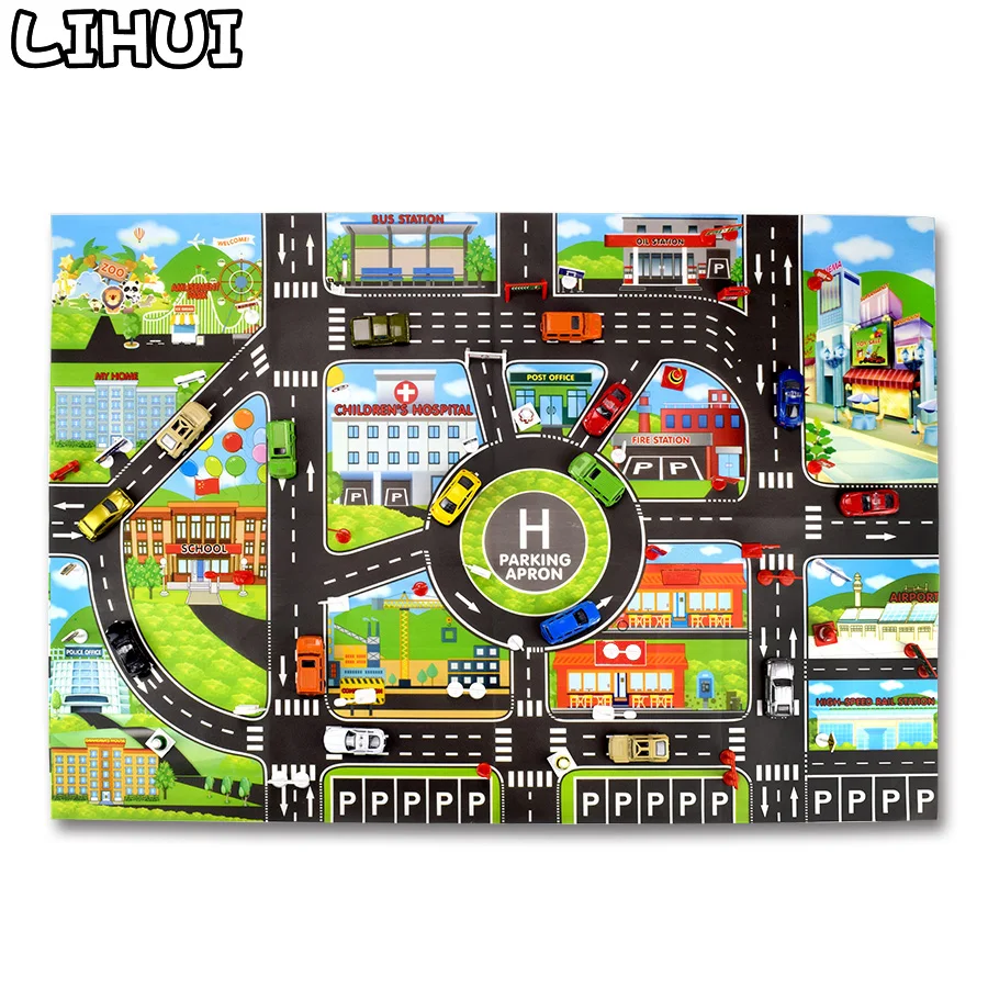 Kids Toys Toy-Model Road-Signs Diecast-Alloy Car Roadmap Traffic City-Parking-Lot Children