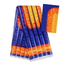 Голубая и оранжевая лента, кружевная ткань из чистого шелка, африканская кружевная ткань,, высокое качество, кружевное атласное платье, органза, кружевная ткань, 4+ 2 ярда