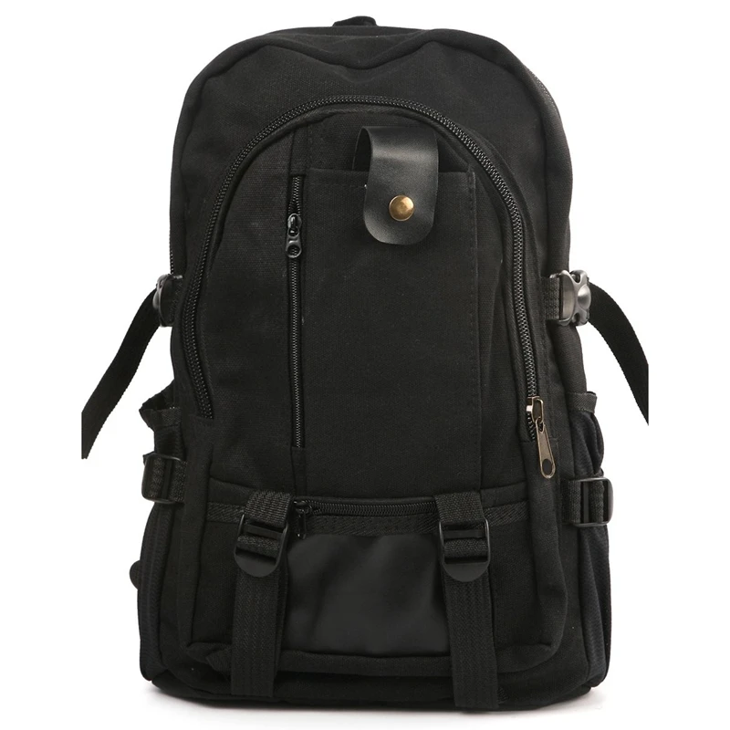 

TOP!-Men Vintage Canvas Backpack Rucksack Satchel Hiking Bag Outdoor Bag (Black)