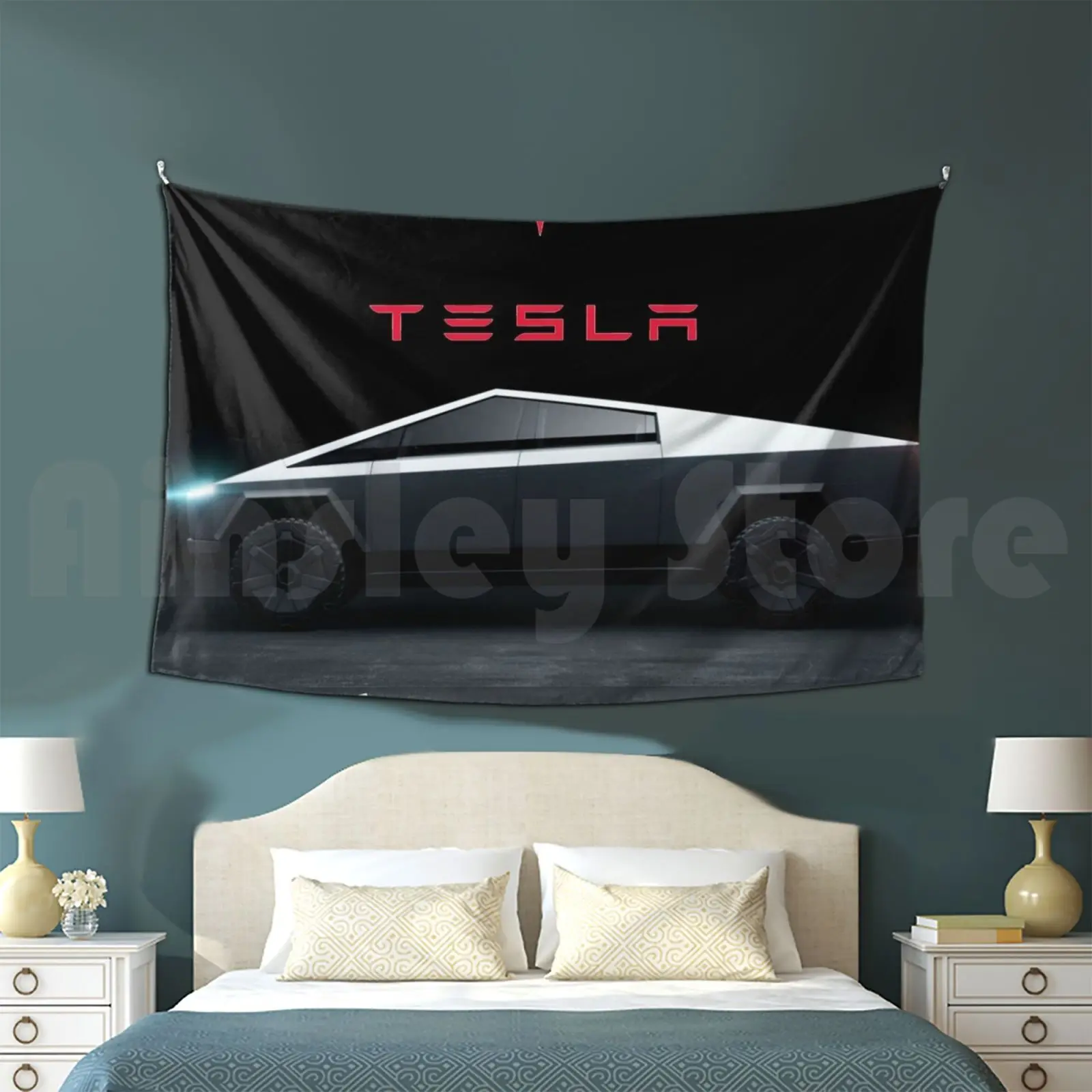 Cybertruck Arazzo Sfondo Appeso A Parete Cybertruck Tesla Ev Auto Elettrica Fuoristrada