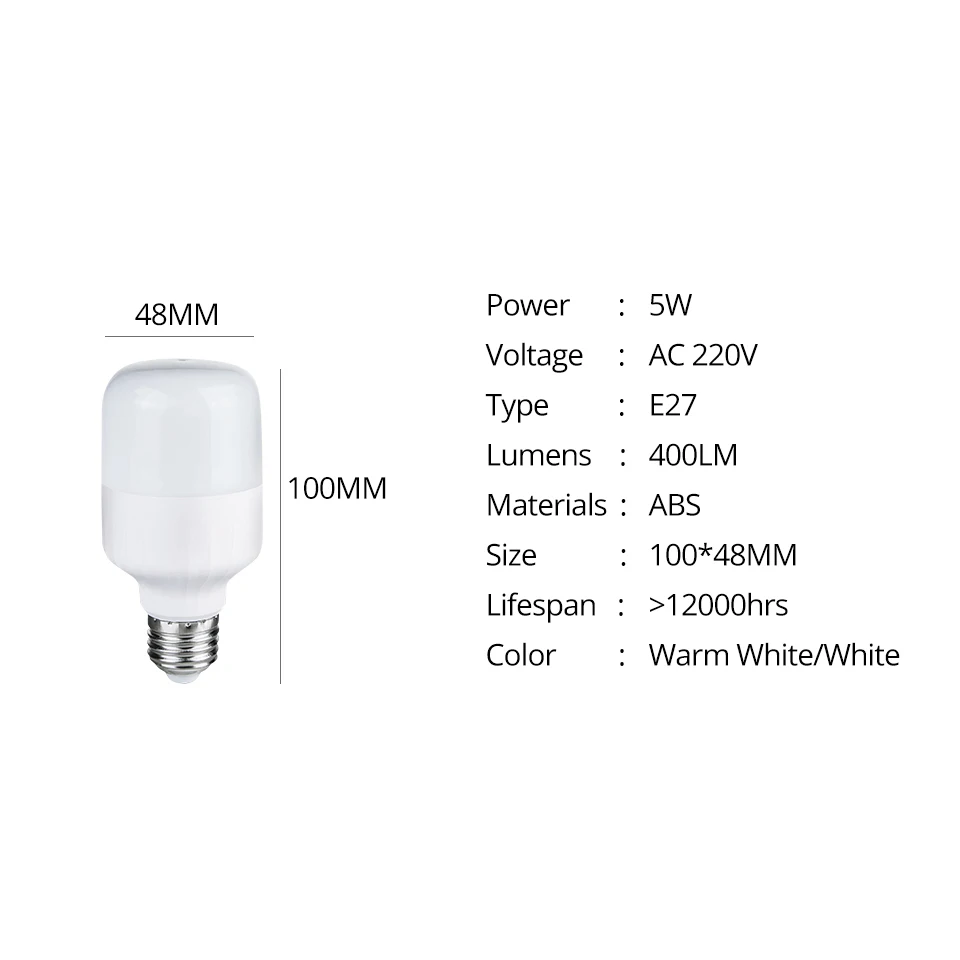 E27 220V энергосберегающий светодиодный Лампа 5/10/15/20 Вт, холодный белый свет, теплый белый Светодиодный прожектор Диффузный лампа Энергосберегающая домашнего освещения - Испускаемый цвет: 5W