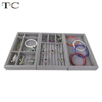 

Velvet Ring Earrings Display Tray Slot Fashion Jewelry Cufflinks Organizer Holder Case Box Showcase Ring Earring Jewelry Display