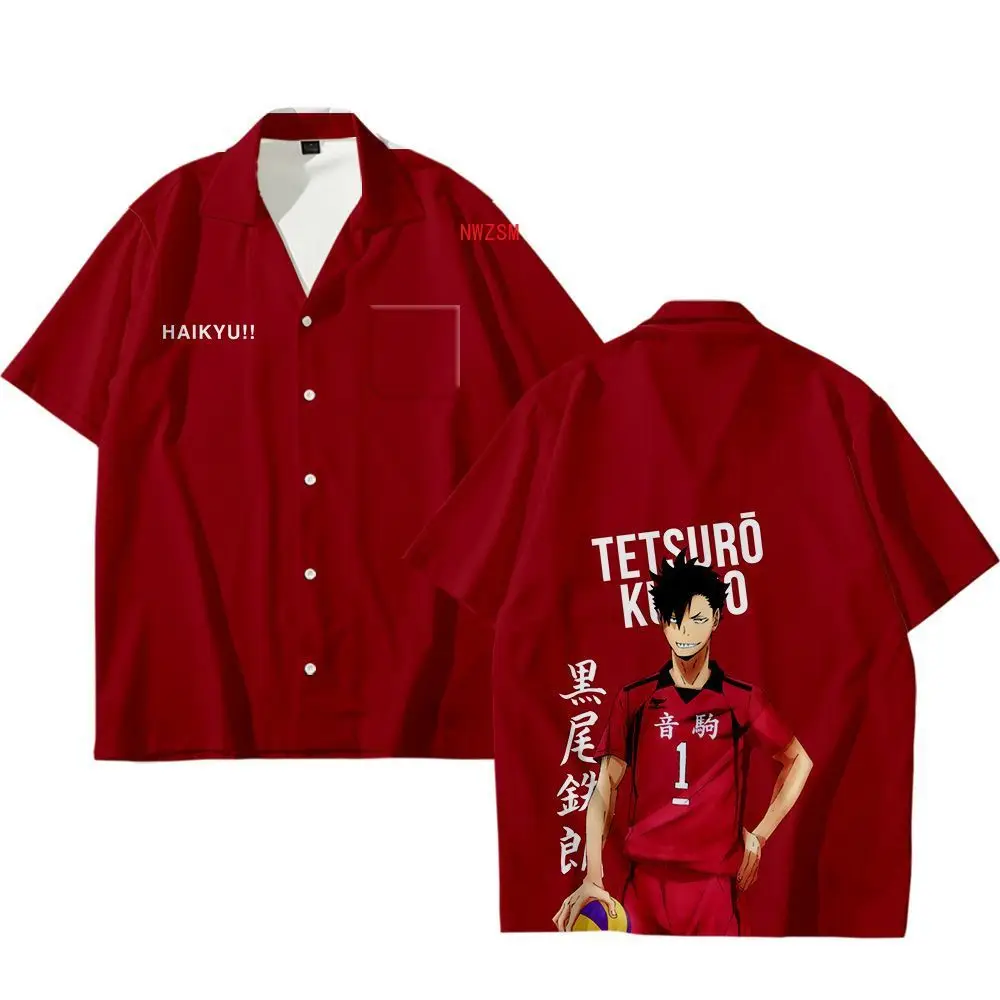 Аниме Haikyuu Cosplay Костюм Nekoma High School Volleyball Club Kuroo Tetsurou Для мужчин рубашка Повседневное