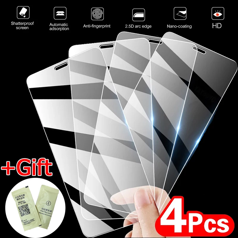 Защитное стекло закаленное для iPhone 11/12/13 Pro/XS Max/XR/X/8/6/7 Plus 4 шт. | Мобильные телефоны и