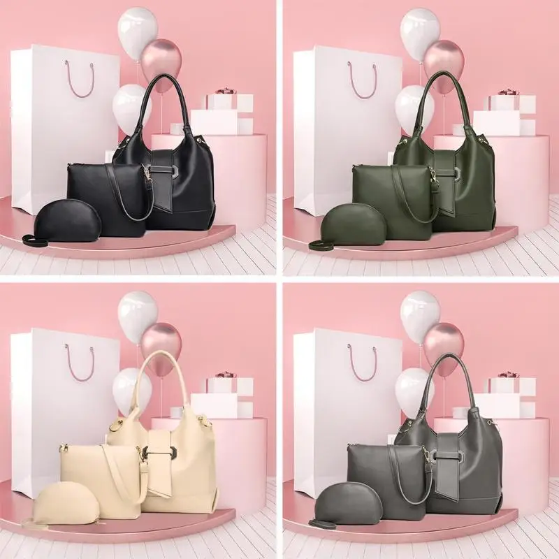 3 шт./компл. модные кожаные Для женщин плеча Crossbody сумка клатч сумочка большой Ёмкость сумка, сумка через плечо, держатель для карт