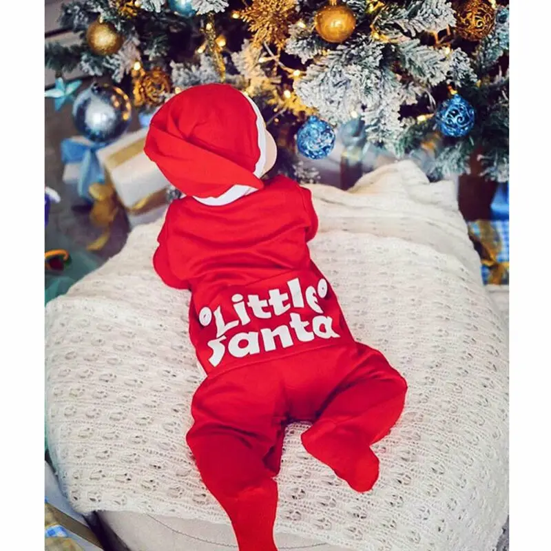 

Pudcoco Footies Infant Clothing Footies Baby Girl Boy Christmas Santa Claus Romper Cotton Clothes Set