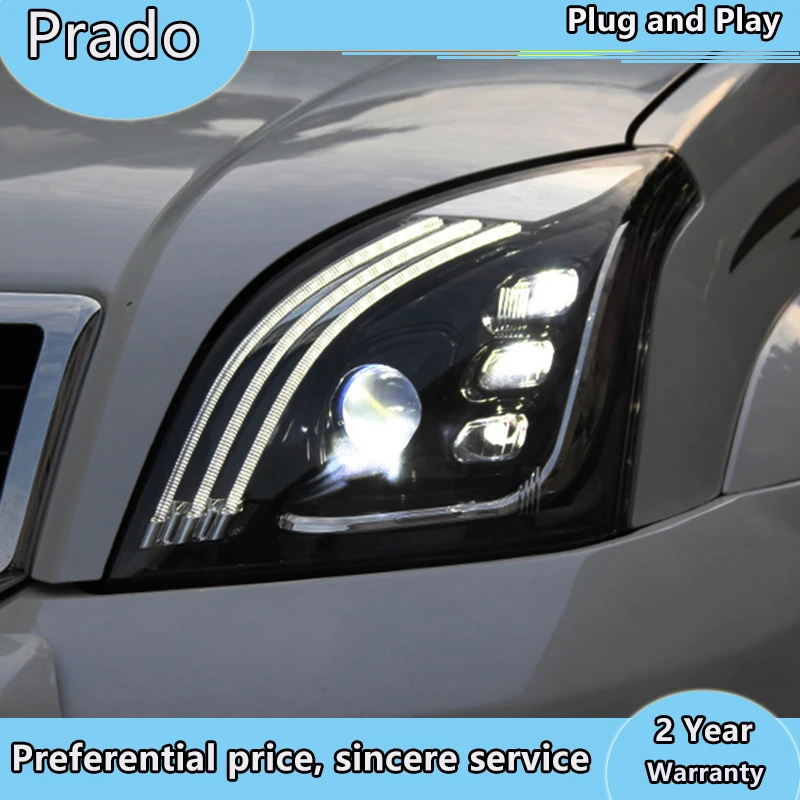 Автомобильный Стайлинг для Toyota 2003-2009 Prado все светодиодный фар монитор измеряет