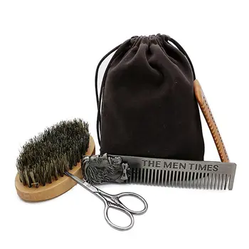 

Fancy 4pcs/set Grooming Beard Kit for Men Comb Scissors Kit Care and Trimming X7JA