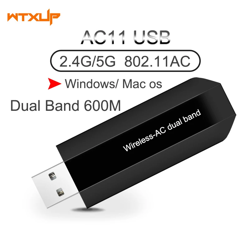 For Windows Mac Os 802 11ac Wireless Usb Dongle Ac11 Dual Band 600m 2 4g 5g Usb Wifi Adapter Desktop Laptop Pc Wifi Receiver Network Cards Aliexpress