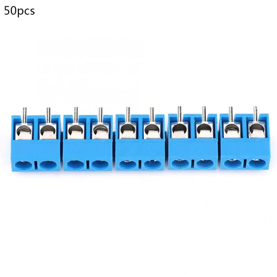 

50PCS KF301V-5.0-2p 2Pin Pitch 5.0mm Straight Pin 2P Screw PCB Terminal Block Connector Blue