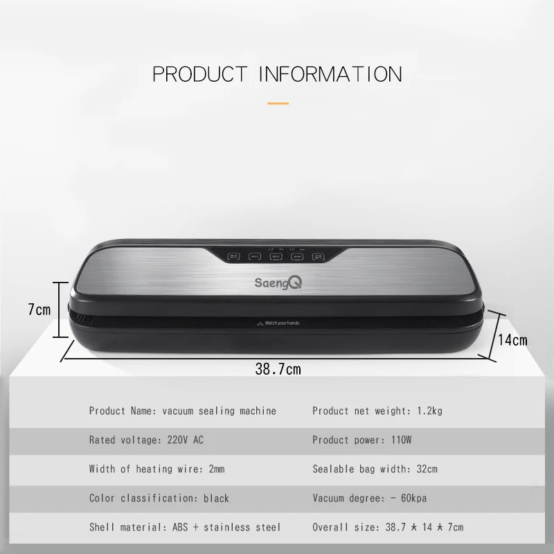 saengQ Best Electric Vacuum Sealer Packaging Machine Vacuum Food Sealing For Home Kitchen Food Bags Commercial Vacuum Machine 6