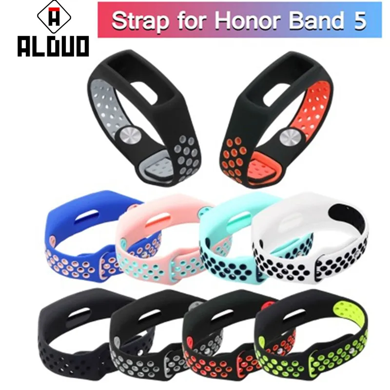 

Two-tone Silicone Strap for honor band 5 4 3 Smart Sports Bracelet Huawei Band 3 Pro Band 3 Porous Breathable Replacement Strap