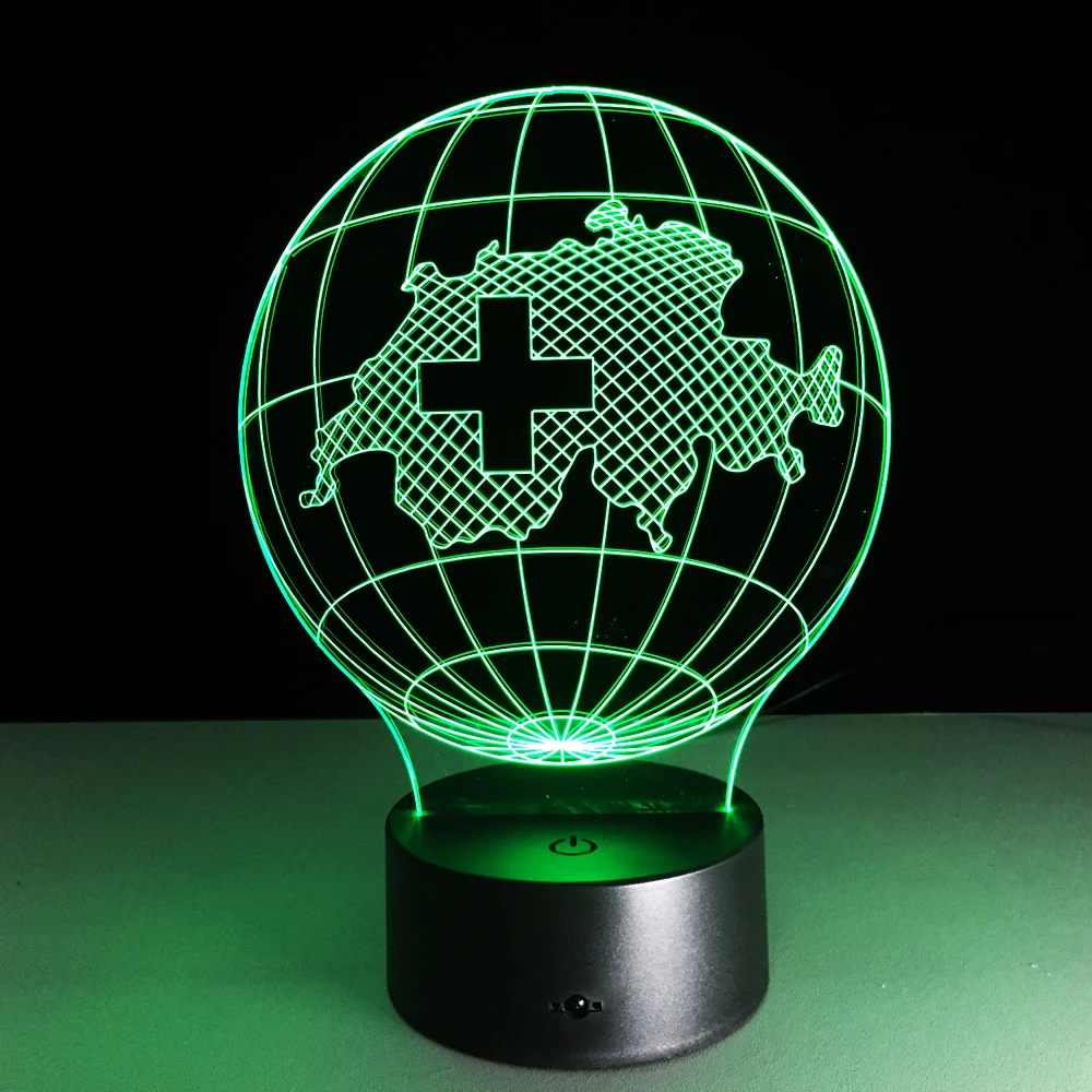 New Switzerland map 3D night light 1.5W environmental protection USB power supply home smart LED colorful lighting table lamp | Лампы и
