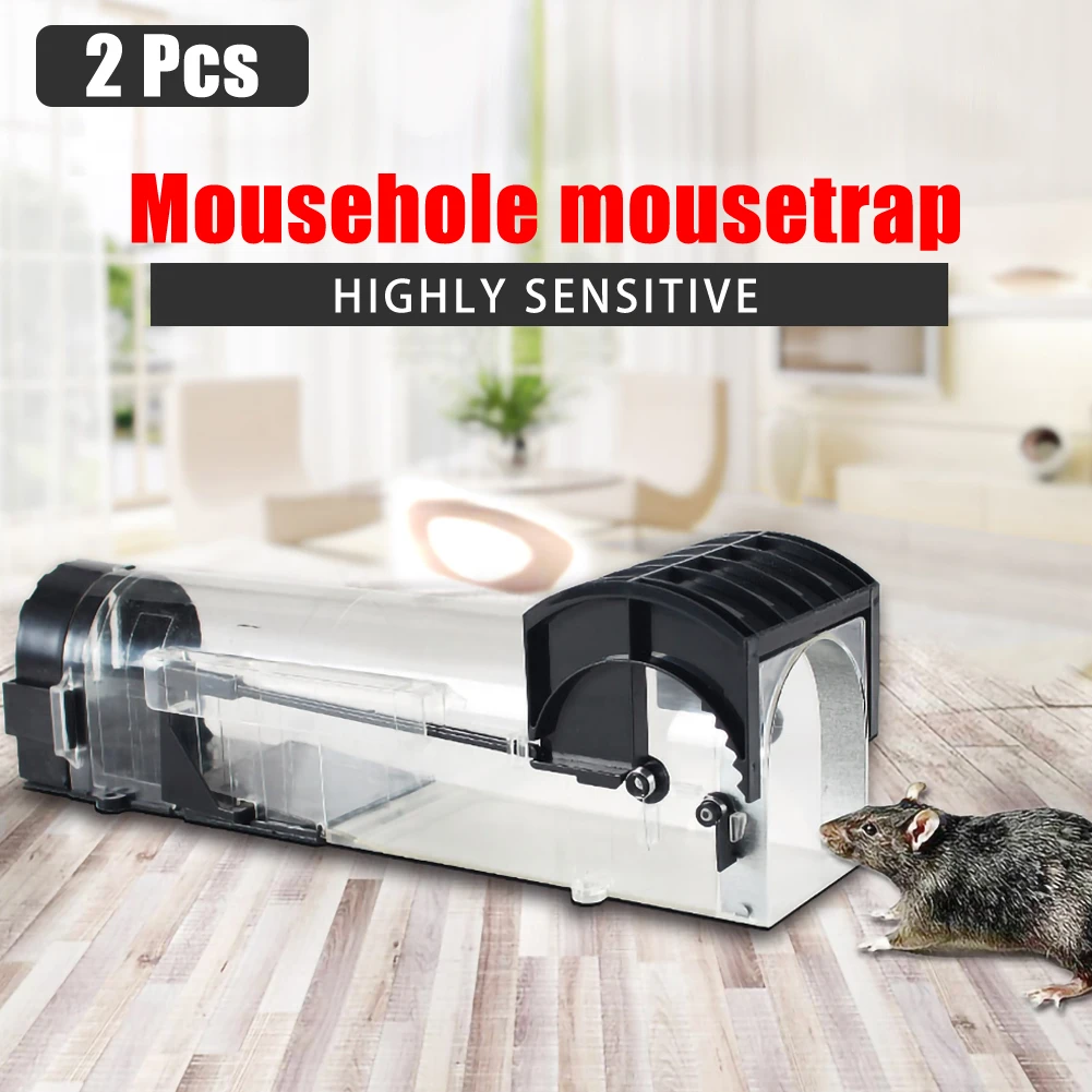 

2pcs Reusable Smart Mouse Trap Humane Clear Plastic Smart No Kill Rodents Catcher Mice Rat Live Trap Indoor Outdoor Pest Control