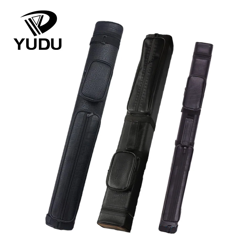 YUDU-내구성 강한 하드 당구 풀 큐 케이스, 4/9 홀 PU 블랙 휴대용 전문 다기능 운반 가방 당구 액세서리