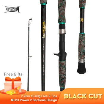 

Kingdom Black Cut 2020 New Carbon Fiber Fishing Rod 2.28m 12-60g MH/H 2 sections Ultralight Casting&Spinning 2 Tips Fishing Rods