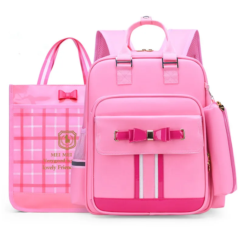 pink large Детские школьные сумки, набор для девочек, детский ортопедический Школьный рюкзак, детские школьные сумки, водонепроницаемые Рюкзаки, рюкзак для начальной школы - Цвет: pink large