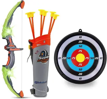 

Bow and Arrow Set for Kids Green Light Up Archery Toy Set Includes 6 Suction Cup Arrows Target Quiver for Boys Girls