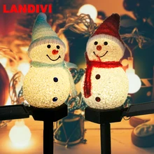 

LANDIVI 2021 New LED Solar Snowman Spike Light Christmas Decorative Outdoor Garden lawn lights for Pathway Landscape Lamp