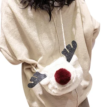 

AA Women’s Multi-color Casual Style Crossbody Bag Soft Plush Shoulder Bag with Cute Reindeer Design Great Birthday Gift