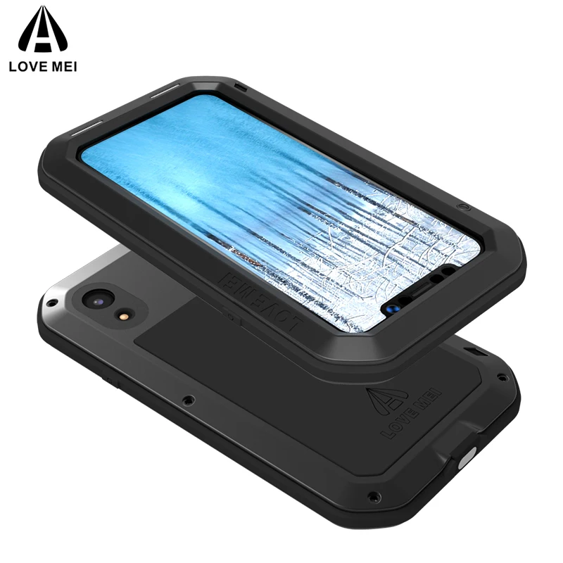 LOVE MEI, Алюминиевый металлический чехол для iPhone XR, мощная броня, ударопрочный, водонепроницаемый чехол для iPhone XR, чехол для улицы