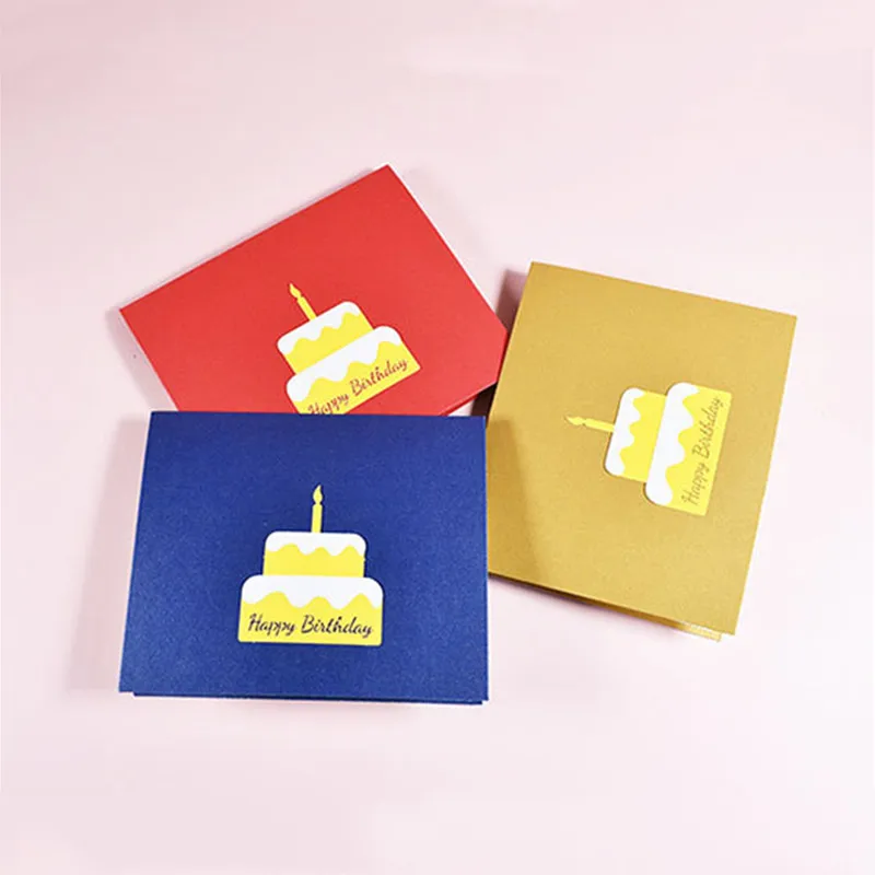 Happy Birthday Card 3d Birthday Cake Pop-Up Greeting Cards Postcards For Girl Kids Wife Husband With Envelope greeting cards