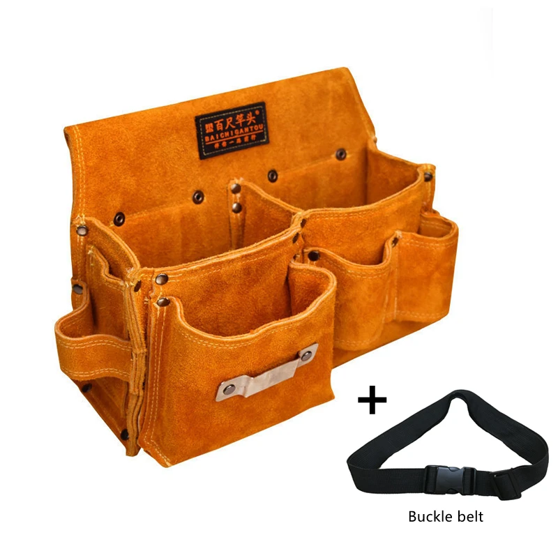 Genuine Cow Leather Tool Bag Waist Pack Multi-function Repair Tool Storage Bag Portable Kit Organizer Hardware Tool Storage Bag rolling tool chest Tool Storage Items