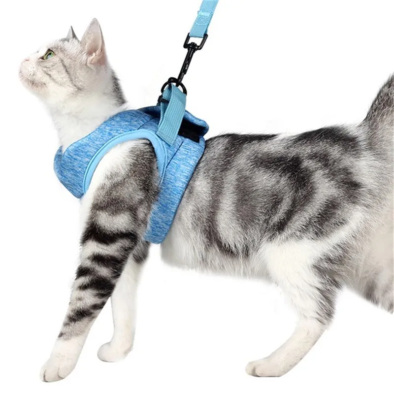 Adjustable Soft Mesh Kitty Harness for All Weather Walking Cat Harness Small Dog Harness Escape Proof Cat Vest Harnesses Red Padded Vest with Metal Leash Clip for Small Pets Puppy Kittens Rabbits 