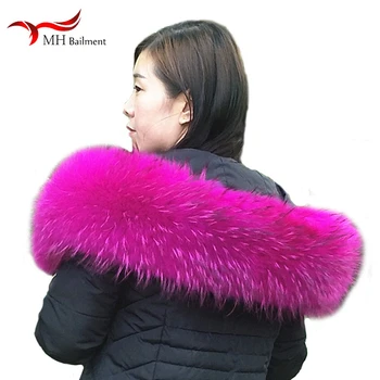 

Raccoon collar girl winter new large size real raccoon fur collar furry fashion scarf coat large fur collar shawl female