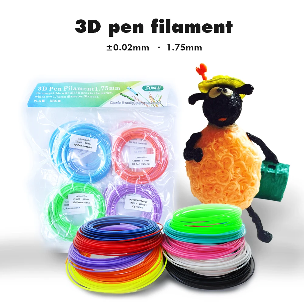 SUNLU 1,75 PCL 3D печать Ручка нити заправки для детей DIY ремесла расходные PCLFilament 5 м отправлять по любому цвету