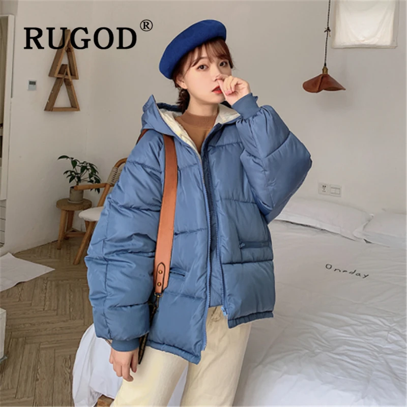 RUGOD Korean solid cotton women coat Fashion Plus Size Down Jacket Auturm winter Thicken Warm Cotton outwear parka overcoat