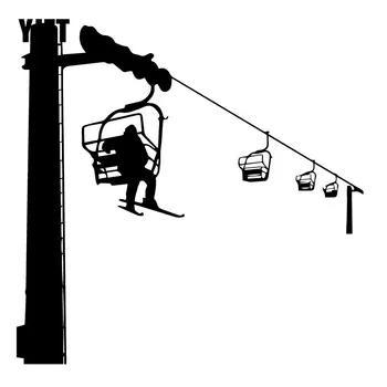 

Creative Ski Lift Decals with Skiers Fashion Decorative Decals Personalized Pvc Waterproof Decals Black/white, 18cm*17cm