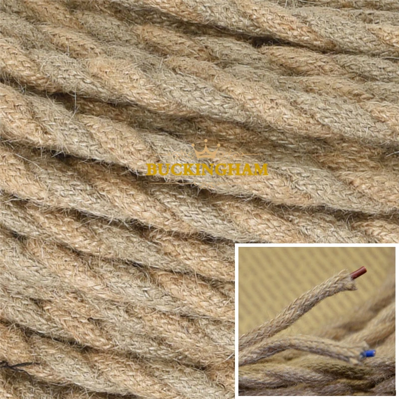 Vintage Rope Twisted Electrical Wire Hemp Rope Woven Textile Wire Twisted Cable Braided Retro Pendant Light Cord 2*0.75mm