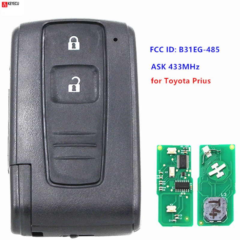 2 кнопочный дистанционный ключ Keyecu ASK 433 МГц для Toyota Prius 2004 2005 2006 2007 2008 2009 FCC ID: фонарь