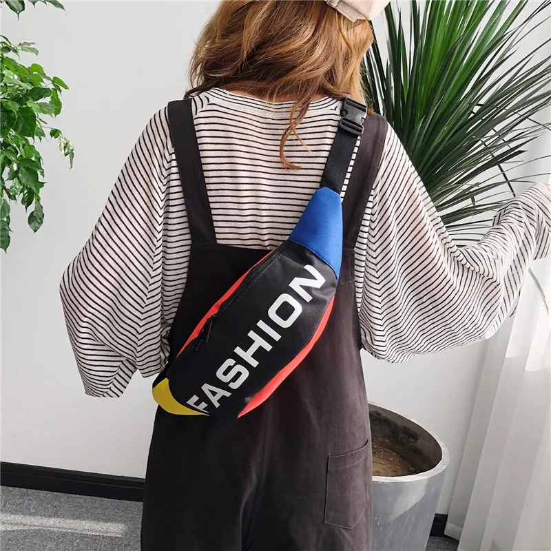 

New Bag for Girls Teenagers Fashion Hip Hop Women Belt Waist Bags Nylon Crossbody Chest Bag Pack Street Shoulder Messengers