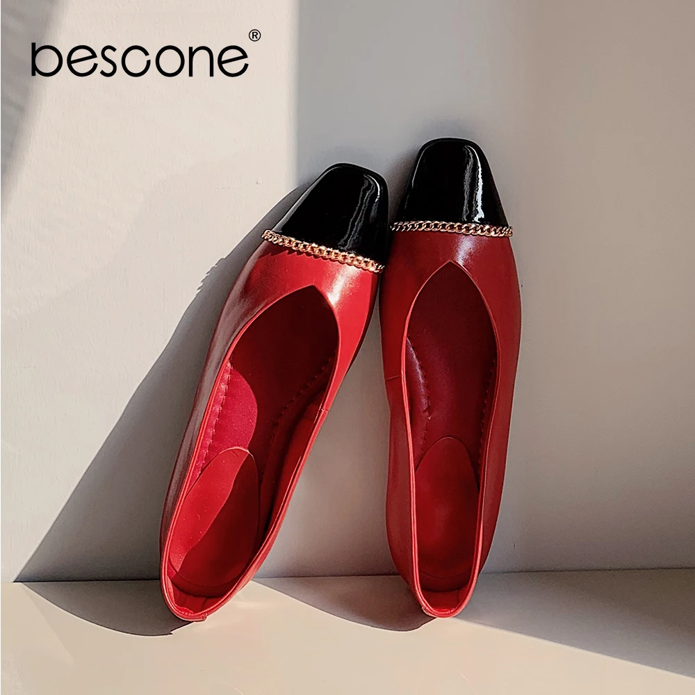 Женские туфли на низком каблуке BESCONE повседневные из коровьей кожи без застежки
