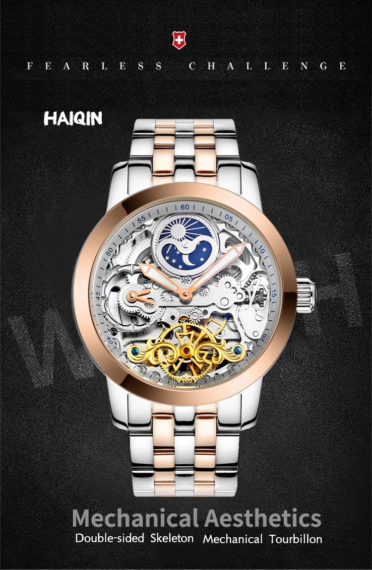 Reloj Hombre, новинка, HAIQIN, мужские механические часы, Роскошные, автоматические, для мужчин, скелет, Tourbillon, спортивные, водонепроницаемые часы для мужчин