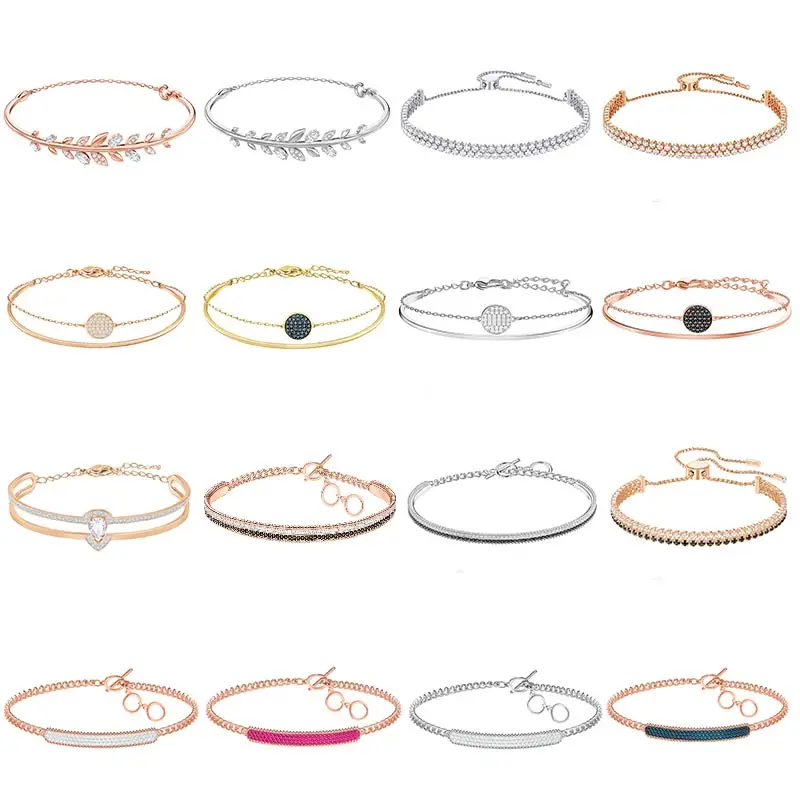 

High Quality Swa Original Mix Series Double Row of Brick Double-layer Ring Deciduous Pear-shaped Water Color Crystal Bracelet