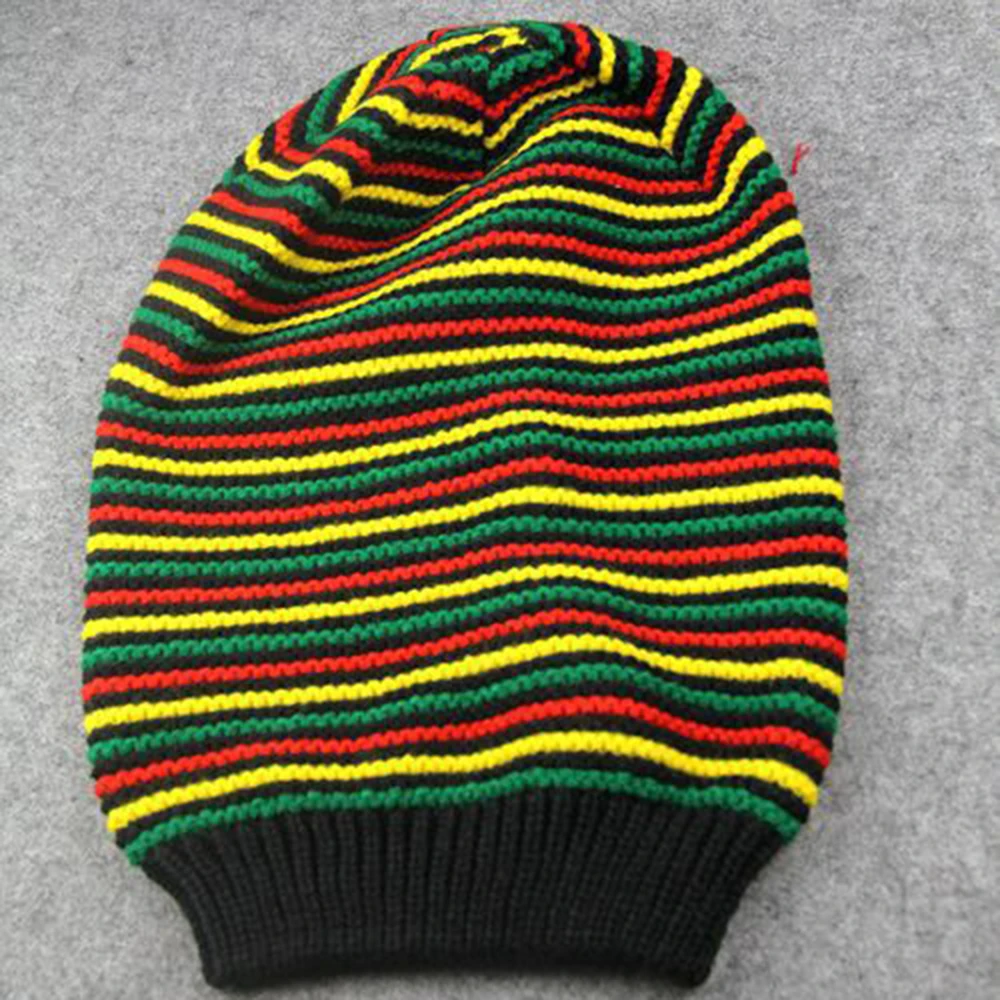 Новый стильный Боб Марли Регги шляпа ямайский пом широкий объемный Beanie полосой