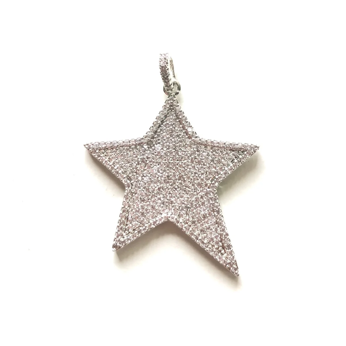 5pcs Big Size Zirconia Pave Star Charm Exquisite Gold-Plate Pendant for Women Bracelet Girl Necklace Making Handmade DIY Jewelry