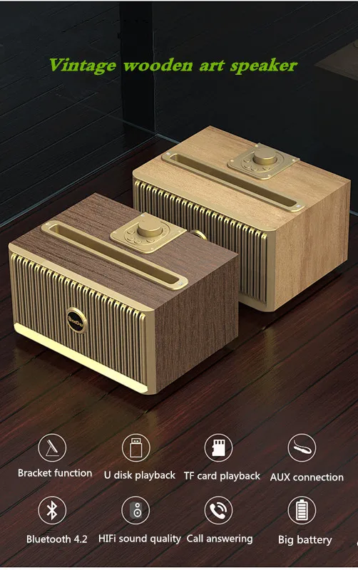 OneDer Magic V6 Bluetooth колонка в ретро стиле домашнее радио дерево небольшой звук супер громкость беспроводной телефон USB 18650 колонка с аккумулятором