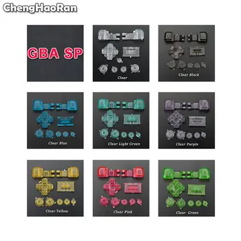 

ChengHaoRan Clear White/Blue/Black Button Key Set For GameBoy Advance GBA SP A B Select Start Power On Off L R Buttons D Pad