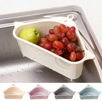 

Kitchen Triangular Sink Strainer Drain Vegetable Fruite Drainer Basket Suction Cup Sponge Storage Rack Sink Filter Shelf Holder