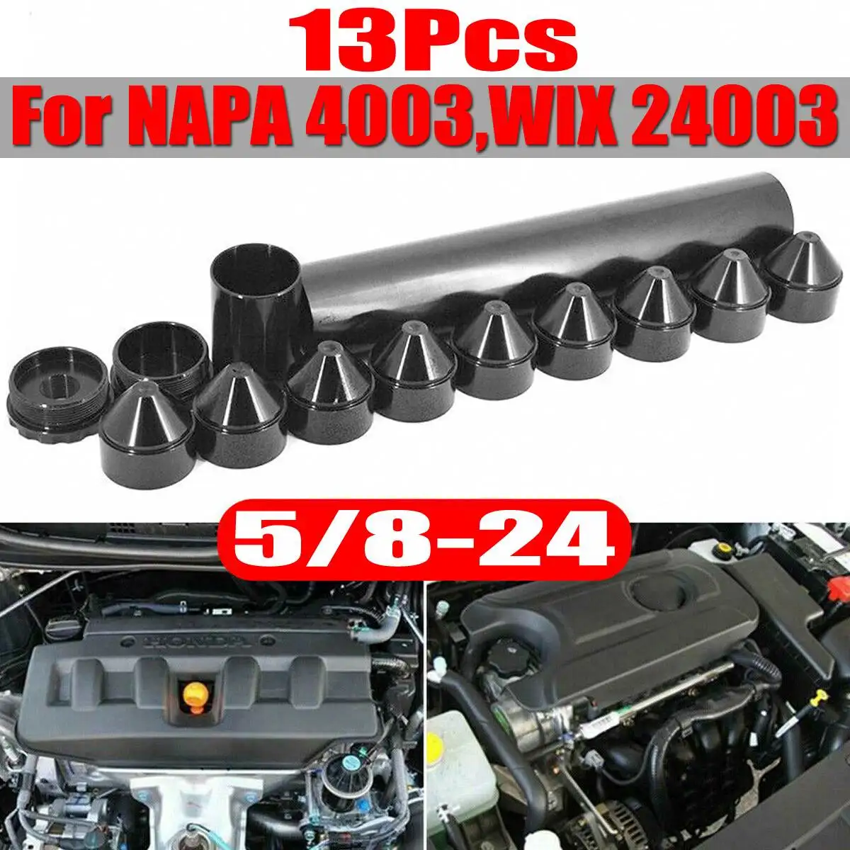 Алюминий 1-3/4x10 для Napa-4003-WIX-24003 автомобильный топливный фильтр для Напа 4003/WIX 24003 1/"-28/5/8"-24 нитей черный/серебристый - Цвет: D